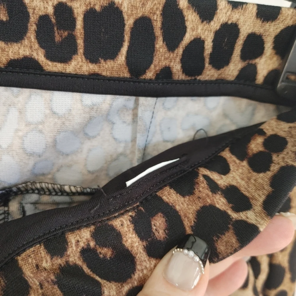 MICHAEL Michael Kors Leopard Print Ankle Pants Medium Animal Print Slim Career